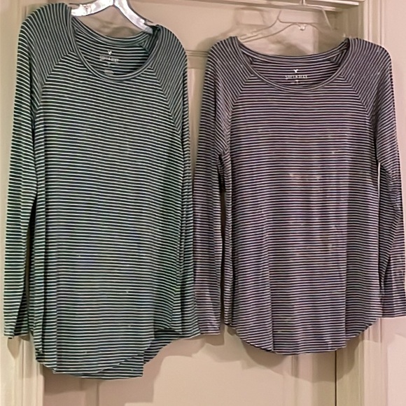 American Eagle Outfitters Two Soft & Sexy Long Sleeved Distressed Shirts - Picture 8 of 9